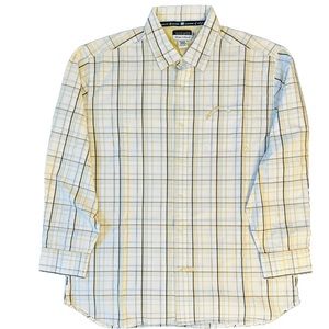 Ecko Unltd-Button Down Shirt-Blue/Beige-Striped-Long Sleeve-Men’s 3XL-Used